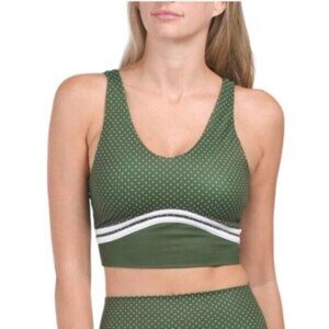 Wilo Women's Green & White Polka Dot Removable Pads Contour Sports Bra Size XS